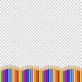 Colored pencils down line in shape of wave, multicolored border isolated Royalty Free Stock Photo