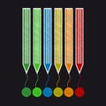 Colored Pencils Draw Lines - Colorful Scribble Vector Icon Set