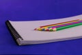 Colored pencils for drawing and album on a spring Royalty Free Stock Photo