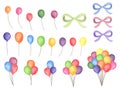 Colored pencils drawing Colorful Air Ballons Party illustration