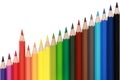 Colored pencils forming a rising chart