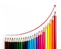 Colored pencils with growth chart