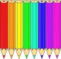 Colored pencils laying in a spectrum illustration Royalty Free Stock Photo