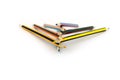 Colored pencils lie on top of each other isolated on white background Royalty Free Stock Photo