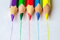 Colored pencils with lines white background Royalty Free Stock Photo