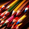 Colored pencils multicolored drawing instruments for art, various assorted diverse colors