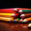 Colored pencils multicolored drawing instruments for art, various assorted diverse colors