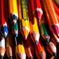 Colored pencils multicolored drawing instruments for art, various assorted diverse colors