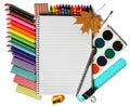 Colored pencils notebook paper Royalty Free Stock Photo
