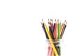 Colored pencils in a glass jar Royalty Free Stock Photo