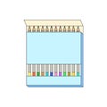 Colored pencils in the package. Twelve colors of children`s multi-colored pencils. Isolated icon on a white background. Back to Royalty Free Stock Photo