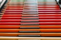 Colored pencils palette. School supplies for kids. Colorful wooden pencils lined up Royalty Free Stock Photo