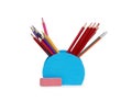 Colored pencils in a pencil case on white background Royalty Free Stock Photo