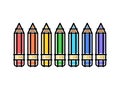 Colored pencils of rainbow colors, drawn in a flat, simplified, childlike style Royalty Free Stock Photo