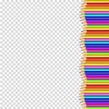 Colored pencils right side border in shape of wave, multicolored frame with copy space Royalty Free Stock Photo