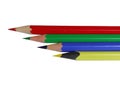 4 colored pencils in a row on a white background isolated Royalty Free Stock Photo