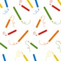 Colored pencils with scribble lines seamless pattern vector illustration Royalty Free Stock Photo