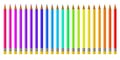 Set of colored pencils in vivid colours vector illustration