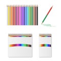 Colored pencils set. Realistic box of colorful pencils isolated on white background Royalty Free Stock Photo