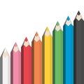 Colored pencils set. 8 sharpened colorful crayons in different sizes. Vector illustration Royalty Free Stock Photo