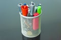 Colored Pencils in a Silver Tin