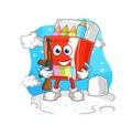 Colored pencils soldier in winter. character mascot vector Royalty Free Stock Photo