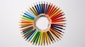 Colored pencils stacked in a circle