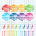 Colored pencils with strokes illustration Royalty Free Stock Photo