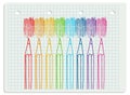 Colored pencils with strokes illustration Royalty Free Stock Photo