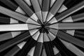 Colored Pencils in a symmetrical Pattern Abstract in Black and White Royalty Free Stock Photo