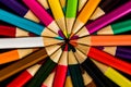 Colored Pencils in a symmetrical Pattern Abstract Royalty Free Stock Photo