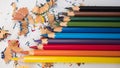 Colored pencils are on the table Royalty Free Stock Photo