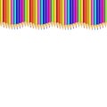 Colored Pencils Up Line in Shape of Wave, Border Royalty Free Stock Photo