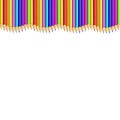 Colored pencils up line in shape of wave, border on white background Royalty Free Stock Photo