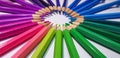 colored pencils of various colors to form a circle Royalty Free Stock Photo