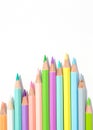 Colored pencils on a white background. Royalty Free Stock Photo