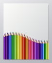 Colored pencils on white paper. Vector creative mockup illustration Royalty Free Stock Photo