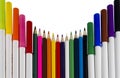 Colored Markers And Colored Pencils Arranged In A Circular Pattern Royalty Free Stock Photo