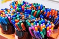 Colored pens in shop