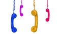 Colored phones hanging