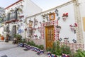 Colored picturesque houses, street.Typical neighborhood histori