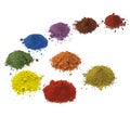 Colored pigments on white background Royalty Free Stock Photo