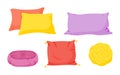 Colored pillow square flat cartoon set vector