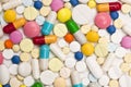 Colored pills and capsules Royalty Free Stock Photo