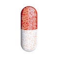 Colored pills medical in capsules shape with granules inside