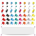 Colored Pins Flags Tacks Set Banner