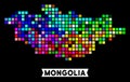 Colored Pixel Mongolia Map