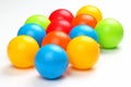 Colored plastic balls on white background Royalty Free Stock Photo