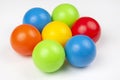 Colored plastic balls on white background Royalty Free Stock Photo