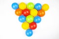 Colored plastic balls on white background. leisure and game items. round objects Royalty Free Stock Photo